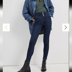 Anthropologie Pilcro high-rise skinny jeans 3 buttons women's dark blue sz 29.